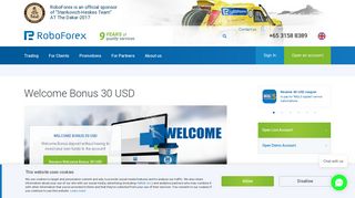 Welcome Bonus 30 USD - RoboForex