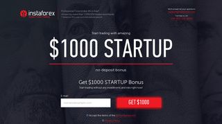 Start trading with amazing $1000 STARTUP no deposit bonus