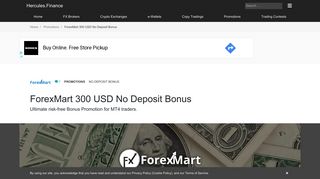 ForexMart 300 USD No Deposit Bonus Promotion! - Hercules.Finance