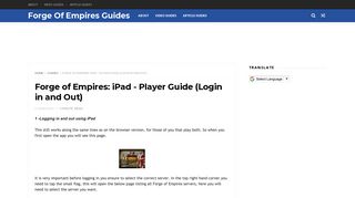 Forge of Empires: iPad - Player Guide (Login in and Out) - Forge Of ...