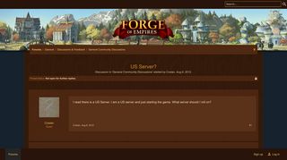 US Server? | Forge of Empires Forum