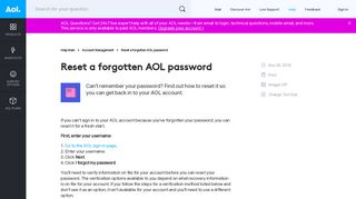 Reset a forgotten AOL password - AOL Help