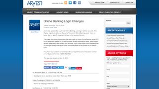 Arvest Blog - Online Banking Login Changes