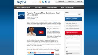 Arvest Blog - Receive Answers More Quickly and Easily on Arvest.com
