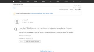 I pay for CBS all access but can't seem t… - Apple Community