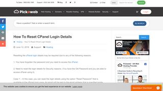 How to reset cPanel login details. - Pickaweb