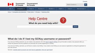 What do I do if I lost my GCKey username or password? - Cic.gc.ca