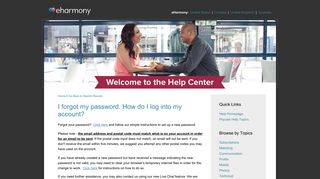 eHarmony I forgot my password. How do I log into my account?