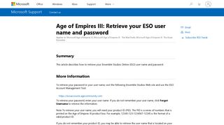 Age of Empires III: Retrieve your ESO user name and password