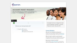 Account Reset Request - Experian Connect