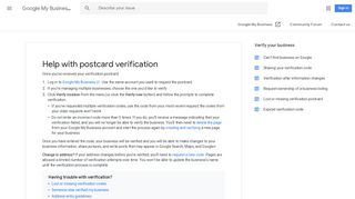Help with postcard verification - Google My Business Help