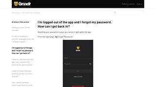 I'm logged out of the app and I forgot my password ... - Grindr Support