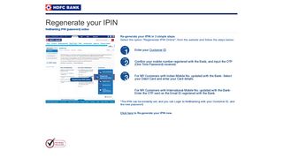 HDFC Bank | NetBanking-Regenerate your IPIN