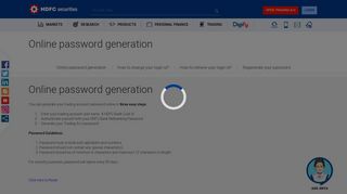 Online password generation - HDFC securities