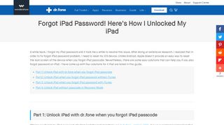 Forgot iPad Password! Here's How I Unlocked My iPad- dr.fone