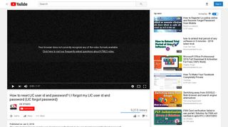 How to reset LIC user id and password? | I forgot my LIC ... - YouTube