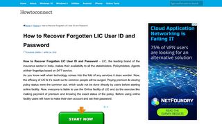 How to Recover Forgotten LIC User ID and Password - Howtoconnect