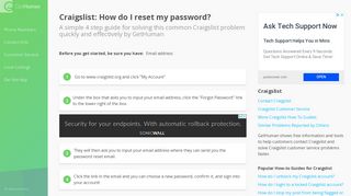 Craigslist: How do I reset my password? | How-To Guide - GetHuman