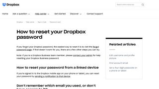 How to reset your Dropbox password – Dropbox Help