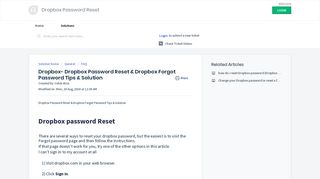 Dropbox- Dropbox Password Reset & Dropbox Forgot Password Tips ...