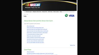 Help | NASCAR Prepaid Visa Card| Green Dot - Green Dot | Get a Card