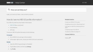 How do I see my HBO GO profile information? – HBO GO