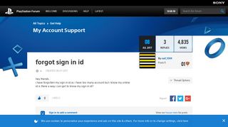 forgot sign in id - PlayStation Forum