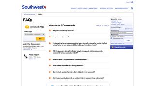 Accounts & Passwords - Southwest Airlines