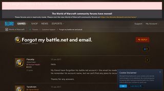 Forgot my battle.net and email. - World of Warcraft Forums ...