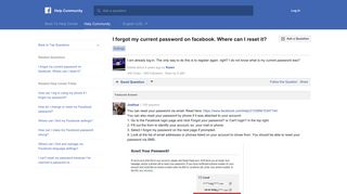 I forgot my current password on facebook. Where can I reset it ...