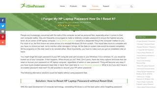 [Resolved]I Forgot My HP Laptop Password How Do I Reset It?