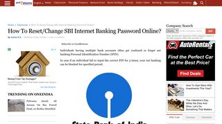 How To Reset/Change SBI Internet Banking Password ... - Goodreturns