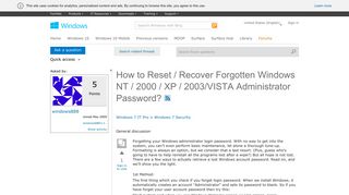 How to Reset / Recover Forgotten Windows NT / 2000 / XP / 2003 ...