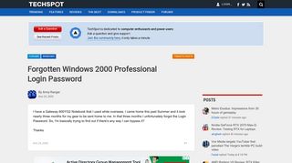 Forgotten Windows 2000 Professional Login Password - TechSpot Forums