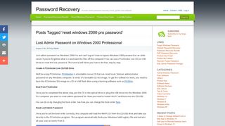 Reset Windows 2000 Pro Password | Password Recovery