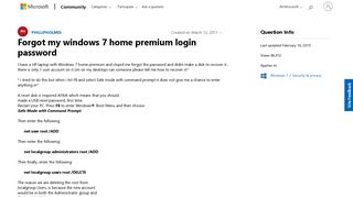 Forgot my windows 7 home premium login password - Microsoft Community