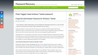 Reset Windows 7 Starter Password | Password Recovery