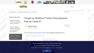 I forgot my Pokémon Trainer Club password. How do I reset it ...