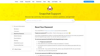 Reset Your Password - Snapchat Support