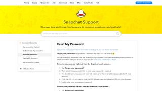 Reset My Password - Snapchat Support