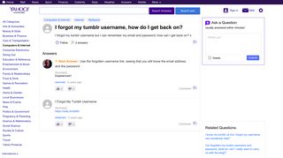 I forgot my tumblr username, how do I get back on? | Yahoo Answers