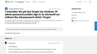 i remember the pin but forgot my windows 10 admin password.couldnt ...