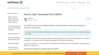 How to view / download Form 26AS? – myITreturn Help Center