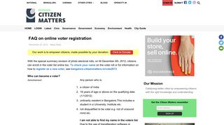 FAQ on online voter registration – Citizen Matters, Bengaluru