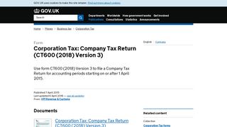 Corporation Tax: Company Tax Return (CT600 (2018) Version 3 ...