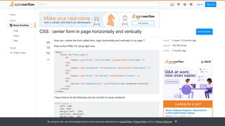 CSS : center form in page horizontally and vertically - Stack Overflow