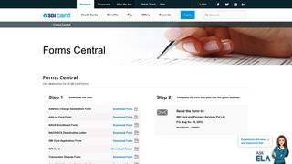 Forms Central - Download All SBI Credit Card Forms | SBI Card