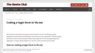 Coding a login form in Vb.net - The Geeks Club