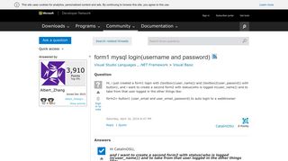 form1 mysql login(username and password) - MSDN - Microsoft