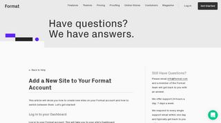 Add a New Site to Your Format Account - Format
